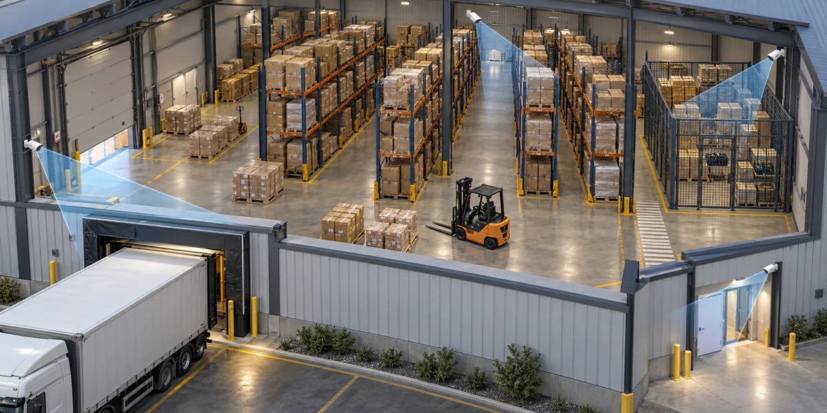 نظارت تصویری ورودی انبار، بارگیری، راهروهای قفسه‌ها و محل کالاهای حساس